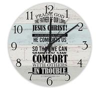 Madcolitote Horloge murale en bois Praise God The Father of Our Lord Jesus Christ avec verset de la Bible - 25,4 cm - Fonctionne avec piles - Citation religieuse - Décoration artistique pour salon