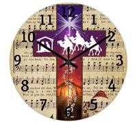 Madcolitote Horloge murale en bois « Welcome to Our Blessed Home » avec verset de la Bible de Jésus - Fonctionne avec piles - 30,5 cm - Décoration religieuse chrétienne silencieuse pour bureau, école