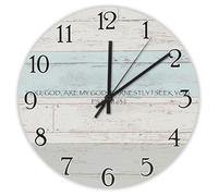 Madcolitote Horloge murale en bois « You God Are My God Earnestly I Seek You.Psaum 63 1 » avec verset de la Bible 25,4 cm Horloge murale à piles Décoration religieuse chrétienne pour salon, chambre à