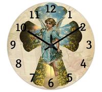 Madcolitote Horloge murale en forme de croix d'ange avec verset de la Bible, fonctionne à piles, 38,1 cm, sans tic-tac, décoration murale chrétienne pour la maison, la cuisine, le bureau, l'école, la