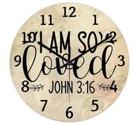 Madcolitote Horloge murale « I Am So Loved John 3-16 » avec verset de la Bible - 25,4 cm - Grande horloge murale à piles - Décoration d'intérieur chrétienne pour chambre à coucher, salon, cuisine