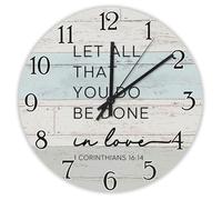 Madcolitote Horloge murale « Let All That You Do Be Done in Love » - Verse de la Bible - Fonctionne avec piles - 30,5 cm - Décoration murale chrétienne pour chambre à coucher, salon, cuisine, école