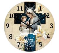 Madcolitote Horloge murale religieuse chrétienne à piles 30,5 cm Dieu Gave Me You verset de la Bible Décoration chrétienne pour bureau, décoration d'intérieur, mariage, anniversaire, pendaison de