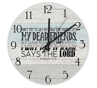 Madcolitote Horloge murale religieuse chrétienne de 38,1 cm - Grande horloge murale « Don't Try to Get Revenge for Yourselves » - Verset de la Bible de Jésus - Décoration pour salon, chambre à coucher