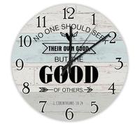 Madcolitote Horloge murale religieuse chrétienne en bois 30,5 cm « No one should seek their own good Bible Verse » Décoration chrétienne pour salon, chambre à coucher, cuisine, cadeau d'anniversaire
