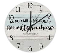 Madcolitote Horloge murale religieuse chrétienne en bois de 30,5 cm avec inscription « As For Me & My House We Will Serve Cheese », verset de la Bible, cadeau pour homme, femme, ami, anniversaire de