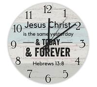 Madcolitote Horloge murale religieuse de 25,4 cm avec inscription « Jesus Christ Is The Same Yesterday And Today And Forever Hebrews » de 13 à 8 ans avec verset de la Bible pour bureau, décoration