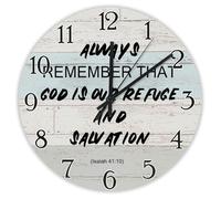 Madcolitote Horloge murale religieuse de 25,4 cm - Grande horloge murale « Always Remember That God Is Our Refuge And Salvation » - Décoration pour salon, chambre à coucher, bureau, cuisine, cadeau de