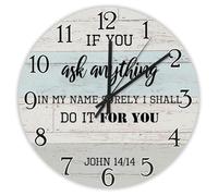Madcolitote Horloge murale religieuse de 30,5 cm avec inscription « If you ask any thing in my name » - Verse de la Bible - Décoration de salon - Cadeau pour homme, femme, ami, anniversaire de mariage