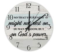 Madcolitote Horloge murale religieuse de 30,5 cm - Grande horloge murale pour que votre foi ne repose pas - Verset de la Bible - Décoration chrétienne pour salon, chambre à coucher, bureau, cuisine