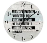 Madcolitote Horloge murale religieuse de 38,1 cm de large avec inscription « And We Know That for Those Who Love God Roman 8:28 » avec verset biblique pour salon, chambre à coucher, cuisine, cadeau