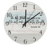 Madcolitote Horloge murale religieuse ronde de 38,1 cm avec inscription In All Your Ways Submit to Him And He Will Make Your Paths Straight Bible Verse Decor Salon Chambre Cuisine Cadeau de Noël