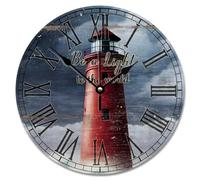 Madcolitote Horloge murale rétro de 30,5 cm avec plancher en bois « Be A Light to The World » Horloge murale à piles Phare She Shed Décor Salon Chambre Cuisine Cadeau de Noël Anniversaire