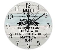 Madcolitote Horloge murale ronde avec citation de Jésus - Fonctionne avec piles - 38,1 cm - But I Tell You Love Your Enemies - Verse de la Bible - Décoration pour salon, chambre à coucher, cuisine