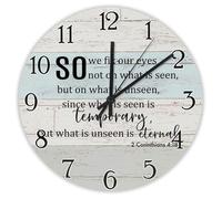 Madcolitote Horloge murale ronde avec verset de la Bible - 25,4 cm - So We Fix Our Eyes Not on What Is Seen - Décoration d'intérieur pour la maison, la cuisine, le bureau, l'école, la salle de bain