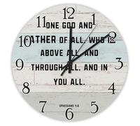 Madcolitote Horloge murale ronde avec verset de la Bible de Jésus de 30,5 cm - Fonctionne avec piles - One God And Father of All Who Is Above All - Décoration d'intérieur pour la maison, la cuisine