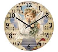 Madcolitote Horloge murale ronde de 25,4 cm avec verset de la Bible - Horloge décorative à piles - Ange croix de Jésus - Citation religieuse chrétienne - Cadeau de Thanksgiving pour elle