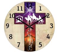 Madcolitote Horloge murale ronde de 30,5 cm avec verset de la Bible - Fonctionne avec piles - Inscription « Welcome to Our Blessed Home Jésus »