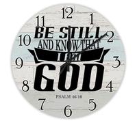 Madcolitote Horloge murale ronde de 30,5 cm avec verset de la Bible - Horloge décorative Be still And Know That I Am God Psaum 46-10 Jésus - Citation religieuse chrétienne - Cadeau de Thanksgiving