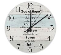 Madcolitote Horloge murale ronde de 38,1 cm avec verset de la Bible avec inscription « May The God of Hope Fill You with All Joy And Peace Jésus » - Citation religieuse chrétienne - Cadeau de