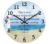 Madcolitote Horloge murale ronde de 38,1 cm avec verset de la Bible - Fonctionne avec piles « This Is Love Not That We Loved God Jésus » - Citation religieuse chrétienne - Cadeau de Thanksgiving pour