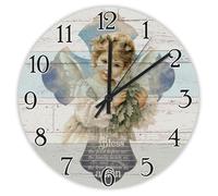 Madcolitote Horloge murale ronde de 38,1 cm avec verset de la Bible - Fonctionnement à piles - Inscription « Bless The Food Before Us » - Facile à lire - Décoration d'intérieur pour cuisine, chambre à