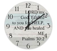 Madcolitote Horloge murale ronde de 38,1 cm avec verset de la Bible - Horloges décoratives LORD My God I Called to You for Help And You Healed Me Jesus - Cadeau de Thanksgiving pour elle