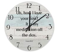 Madcolitote Horloge murale ronde de 38,1 cm avec verset de la Bible Oh how I Love Your Law! It Is My Meditation All The Day Jésus Citation religieuse chrétienne nouvelle maison cadeau Thanksgiving