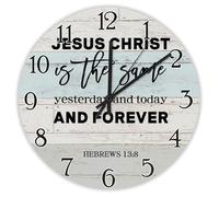 Madcolitote Horloge murale ronde décorative avec citation religieuse 30,5 cm Jésus Christ est le même hier, verset de la Bible pour salon, chambre à coucher, cuisine, cadeau de Noël ou d'anniversaire