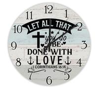 Madcolitote Horloge murale ronde décorative religieuse 30,5 cm Let All That You Do Be Done with Love 1 Corinthiens 16 14 verset biblique Décoration pour salon, chambre à coucher, bureau, cuisine