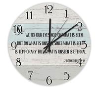 Madcolitote Horloge murale ronde décorative religieuse 38,1 cm So We Fix Our Eyes Not on What Is Seen Verse de la Bible Décoration She Shed Décoration de salon Cadeau pour homme, femme, ami