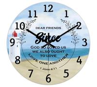 Madcolitote Horloge murale ronde religieuse de 38,1 cm avec inscription « Dear Friends since God So Loved Us », verset de la Bible, décoration chrétienne pour bureau, décoration d'intérieur, mariage
