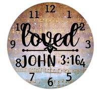 Madcolitote Horloges murales chrétiennes avec verset de la Bible - Fonctionne avec piles - 25,4 cm - John bien-aimé - 3 - 16 - Facile à lire - Décoration d'intérieur pour cuisine, chambre à coucher