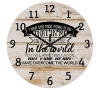 Madcolitote Horloges murales chrétiennes en bois avec verset biblique, fonctionne à piles, 25,4 cm avec inscription « I Have Said These Things to You », décoration d'intérieur pour salon, cuisine