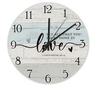 Madcolitote Let All That You Do Be Done in Love Horloge murale avec verset de la Bible 30,5 cm Grande horloge murale à piles Décoration murale chrétienne pour salon, cuisine, chambre à coucher, bureau