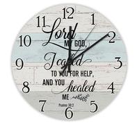 Madcolitote LORD My God I Called to Horloge murale en bois avec verset de la Bible 38,1 cm Fonctionnement à piles Silencieux Décoration d'intérieur chrétienne pour cuisine, salon, chambre à coucher