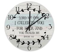 Madcolitote LORD My God I Called to You for Help Horloge murale avec verset de la Bible 38,1 cm Horloge murale silencieuse à piles Décoration murale chrétienne pour cuisine, salon, chambre à coucher