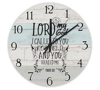 Madcolitote LORD My God I Called to You for Help Horloge murale verset de la Bible 25,4 cm Grande horloge murale à piles Décoration murale chrétienne pour salon, cuisine, chambre à coucher, bureau