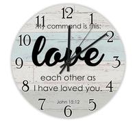 Madcolitote My Command Is This Love Each Other As I Have Loved You.John 15 15 Horloge murale en bois avec verset de la Bible Jésus 38,1 cm Décoration religieuse pour salon, chambre à coucher, bureau