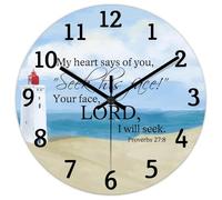 Madcolitote My Heart Says of You Seek His Face! Proverbs 27:8 Horloge murale en bois avec verset de la Bible Fonctionne avec piles 38,1 cm Sans tic-tac Décoration religieuse pour bureau, école, salle