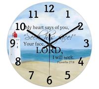 Madcolitote My Heart Says of You Seek His Face! Proverbs 27:8 Horloge murale en bois avec verset de la Bible de Jésus Fonctionne avec piles 25,4 cm Décoration religieuse pour bureau, école, salle de