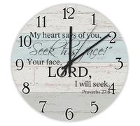 Madcolitote My Heart Says of You Seek His Face! Proverbs 27:8 Horloge murale en bois avec verset de la Bible de Jésus Fonctionne avec piles 25,4 cm Décoration religieuse chrétienne pour chambre à