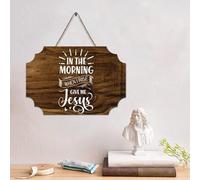 Madcolitote Panneau de palette en bois avec verset de la Bible « In The Morning When I Rise Give Me Jesus » - 15,2 x 25,4 cm - Décoration murale chrétienne rustique - Décoration murale de cuisine