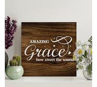 Madcolitote Panneau de palette en bois avec verset de la Bible vintage Amazing Grace How Sweet The Sound Signs - 30,5 x 30,5 cm - Art mural chrétien rustique en bois - Décoration de maison - Cadeau de