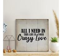 Madcolitote Panneau en bois « All I Need in This Life Is Your Crazy Love » - Verse de la Bible - Panneaux chrétiens en bois rustique - Décoration murale chrétienne pour cuisine, chambre à coucher