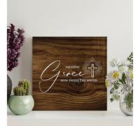 Madcolitote Panneau en bois avec verset de la Bible rustique Amazing Grace How Sweet The Sound Art mural rétro Écriture en bois Décoration murale pour maison, homme, grotte, porte, porche, fête de
