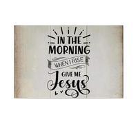 Madcolitote Panneau en bois avec verset de la Bible vintage « In The Morning When I Rise Give Me Jesus » - 30,5 x 20,3 cm - Décoration murale chrétienne rustique - Cadeau de pendaison de crémaillère