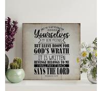 Madcolitote Panneau en bois « Don't to Get Revenge » avec verset de la Bible - Décoration murale de ferme - Citation de Jésus pour maison, chambre à coucher, salon, cadeau de mariage - 30,5 x 30,5 cm