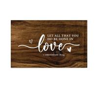 Madcolitote Panneau en bois « Let All That You Do Be Done in Love » avec verset de la Bible de Jésus - Décoration murale rustique pour maison, cuisine, salon, café, bar - 40,6 x 25,4 cm