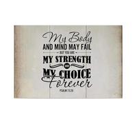 Madcolitote Panneau en bois « My Body And Mind May Fail » avec verset de la Bible de Jésus - Plaque murale rustique à suspendre - Citation religieuse pour maison, chambre à coucher, salon, cadeau de